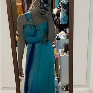 Cute Floor Length Multicolor Blue Dress